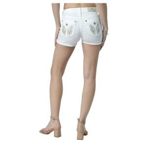 MISS ME Women's Glimmer Wings Mid-Rise White Shorts (M5082H159) - Miss Me