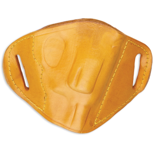 BULLDOG CASES Small - Right Hand Tan Molded Leather Belt Slide Holster (MLT-S)