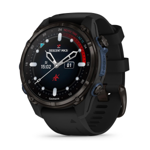 GARMIN Descent Mk3i 43mm Carbon Gray DLC Titanium Dive Computer/Smartwatch with Black Silicone Band (010-02753-10) - Garmin