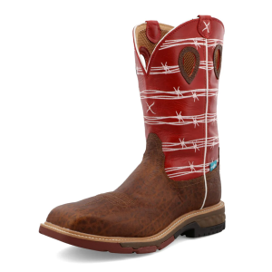 TWISTED X Men's 12in Western Distressed Saddle and Ruby Work Boot (MXBNW01)