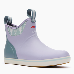 XTRATUF Women's 6in Lavender Gray/Halibut Print Ankle Deck Boots (XWAB503) - Xtratuf