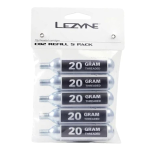 LEZYNE 20g Threaded CO2 Bicycle Tire Inflation Cartridges, 5-Pack (1-C2-CRTDG-V120P5)