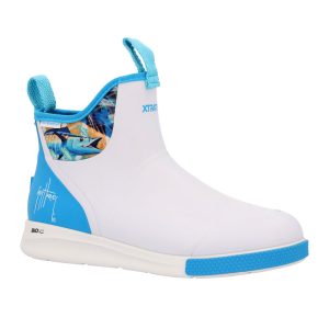 XTRATUF Men's 6in ADB Sport Guy Harvey White/Dresden Blue Ankle Deck Boots (XADSMGH1) - Xtratuf