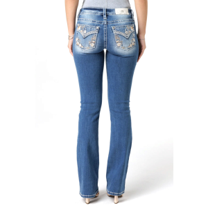 MISS ME Women's Featherington Floral Dark Blue Bootcut Jeans (M9295B) - Miss Me