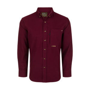 DRAKE Men's Autumn Brushed Twill Solid LS Shirt (DS2190) - Drake