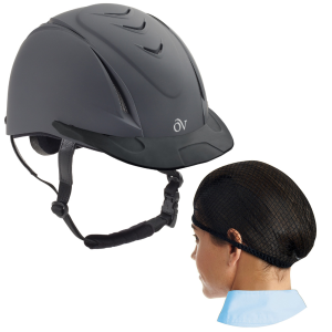 OVATION Deluxe Schooler Helmet with OVATION Deluxe PK/2 Black One Size Hair Net - Ovation