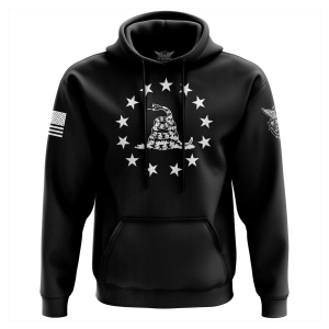 WE THE PEOPLE HOLSTERS Betsy Ross Gadsden Flag Black Hoodie (HOODX-K_0109-W-FL) - We The People Holsters