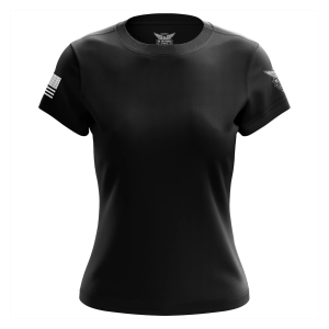 WE THE PEOPLE HOLSTERS Women's Basic Black/White Short Sleeve Shirt (CREWF-K_0000-W-FL) - We The People Holsters