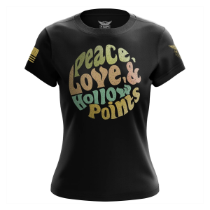 WE THE PEOPLE HOLSTERS Women's Peace Love Hollow Points Short Sleeve Shirt (CREWF-K_0143-D-FL) - We The People Holsters