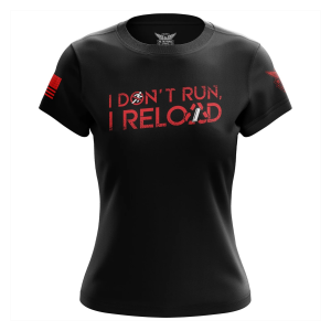 WE THE PEOPLE HOLSTERS Women's I Don't Run Black/Red Short Sleeve Shirt (CREWF-K_0168-R-FL) - We The People Holsters