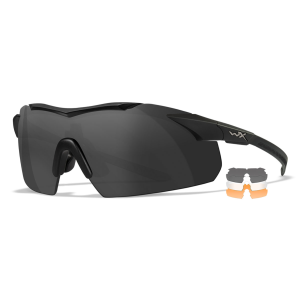 WILEY X EYEWEAR Vapor Shooting Sunglasses with Matte Black Frame and Grey/Clear/Rust Lens (3502)