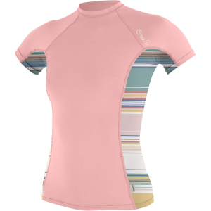 O'NEILL Women's Side Print S/S Rashguard Peony/Baja Stripe Shirt (5405S-HL1) - O'neill
