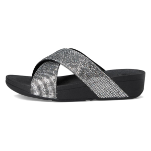 FITFLOP Lulu Silver Glitterball Cross Slides (IG2-011) - Fitflop
