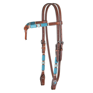 CIRCLE Y Turquoise Roundup Regular Oil Futurity Browband Headstall (1025-09-S4) - Circle Y