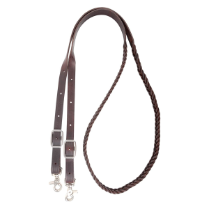 MARTIN SADDLERY Latigo Braided 5-Strand 3/4in Thick Buckle Snap Ends Roping Rein (RR34B5L) - Martin Saddlery