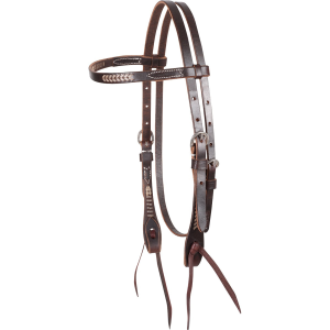 MARTIN SADDLERY Rawhide Laced Browband Chocolate Headstall (HB82SL) - Martin Saddlery