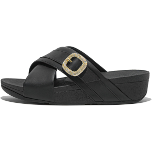 FITFLOP Women's Lulu Crystal-Buckle Leather Cross Slides (HO1)