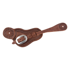 MARTIN SADDLERY Buckaroo Chocolate Spurstraps with San Carlos Tooling (SS34CROSC) - Martin Saddlery