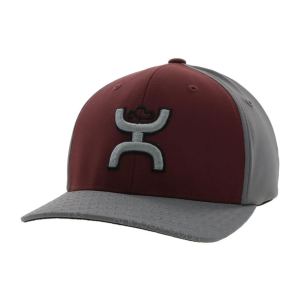 HOOEY Solo III 6-Panel Gray/Black Hooey Logo Flexfit S/M Maroon/Gray Cap (2219MAGY-01)