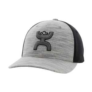 HOOEY Ash Flexfit 6-Panel Black/White Hooey Logo Gray/Black Cap (2231GYBK)
