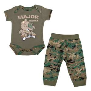 TROOPER Baby Marine "Major Trouble" OD Green/Woodland 2PC Jogger Set (5922)