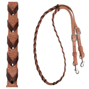 MARTIN SADDLERY Latigo Laced Barrel 3/4in Thick Buckle And Keeper Snap Ends Rein (BR34BL) - Martin Saddlery