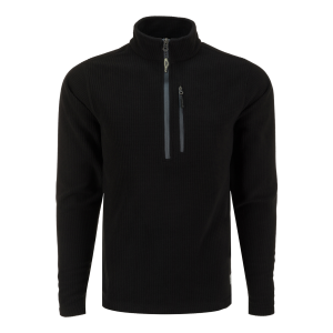 DRAKE Men's Fall River Grid Fleece Caviar Black Half Zip Pullover (DS2070-CAB) - Drake
