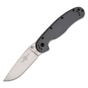 ONTARIO KNIFE COMPANY RAT I Carbon Fiber 3.5in Satin D2 Steel Linerlock Folding Knife (ON8867CF)