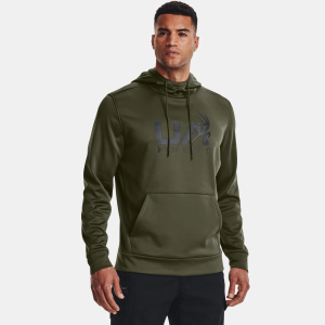 UNDER ARMOUR Men's Armour Fleece Hunt Logo OD Green / Black Hoodie (1375114-390) - Under Armour