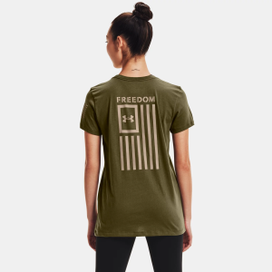 Under Armour UNDER ARMOUR Women's Freedom Flag Marine OD Green/Desert Sand T-Shirt (1370814-390) - $29.08 at gritroutdoors.com