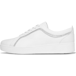 FITFLOP Women's Rally Crystal-Trim Leather Urban White Sneakers (E4H-194)