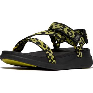 FITFLOP Women's F-Mode Go Leopard Adjustable Webbing Z-Strap Chocolate Mix Sandals (E6O-D20)