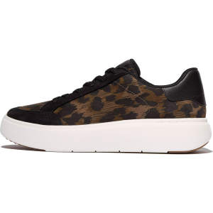 FITFLOP Women's RTG Leopard Suede Black/Chocolate Mix Sneakers (E6I-D24)
