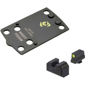 NIGHT FISION EPS Carry to Glock 43x MOS Optic Plate with Tritium Yellow Front Sight Combo (GLK-OPBS-EPSC-43X-YGZX)