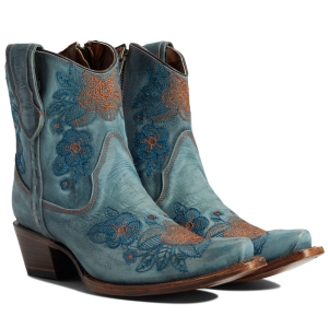 CIRCLE G by CORRAL Women's Blue Jean Flowered Embroidery Ankle Boots (L5874-M-05)