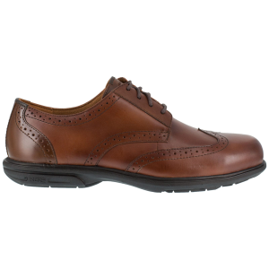 FLORSHEIM Men's Loedin FS2023 Brown Steel Toe Wing Tip Lace-Up Shoes (FS2023) - Florsheim