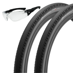 PIRELLI Cinturato Gravel H Black 45-622 2 Tires + GRITR Glasses (3833900x2+GRIT-SSG-BLACK-bundle)