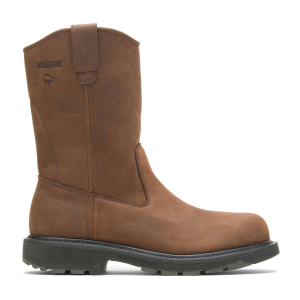 WOLVERINE Men's 10in Steel Toe Wellington Dark Brown Work Boots (W04707) - Wolverine