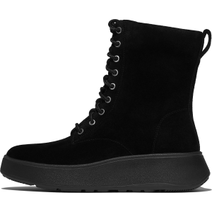 FITFLOP F-Mode Suede Lace-Up Flatform All Black Ankle Boots (E1U-090) - Fitflop