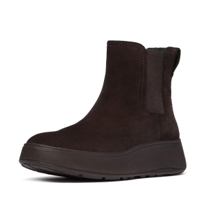 FITFLOP Women's F-Mode Stitch Warm Chocolate Brown Suede Chelsea Boots (E1T-167) - Fitflop