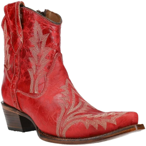 CORRAL Women's Embroidery & Zipper Red Ankle Boots (L5704) - Corral