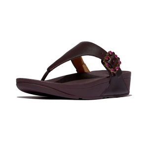FITFLOP Women's Lulu Crystal-Buckle Leather Toe-Post Sandals (E1D) - Fitflop