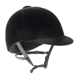 IRH Medalist Plush Black Velveteen With Black Covered Nylon 3 Point Harness Riding Helmet (1068)