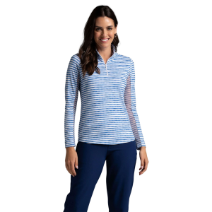 IBKUL Women's Landon Stripe II Print Long Sleeve Mock Neck Top (10164) - Ibkul