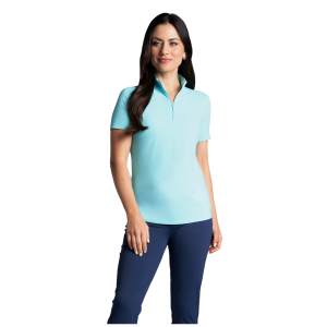 IBKUL Women's Short Sleeve Zip Mock Neck (87000) - Ibkul