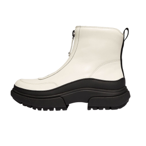 FITFLOP Women's Wylder Zip-Front Cream Leather Ankle Boots (IE2-477)