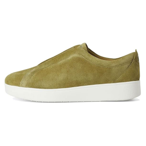 FITFLOP Women's Rally Khaki Green Mix Elastic Suede Slip-On Sneakers (JG8-C68)