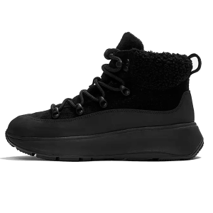 FITFLOP Women's F-Mode Teddy-Collar Warm Suede Lace-Up Booties (E4U)