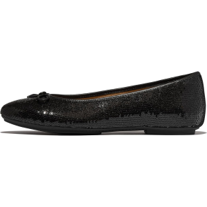 FITFLOP Delicato Bow Sequin Black Ballet Flats (E6T-001)