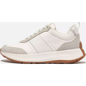 FITFLOP F-Mode Flow Fabric/Suede/Leather Urban White Mix Flatform Sneakers (IK8-646)